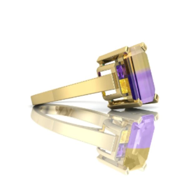 Natural Ametrine, Amethyst and Citrine ring in 10K Yellow Gold - Picture 3 of 3